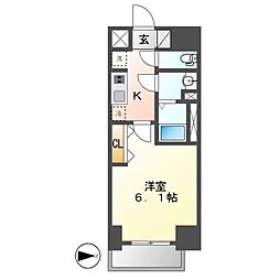 プレサンス広小路通葵 1Kの間取図画像