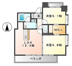 アーデン泉プレミア 2LDKの間取図画像