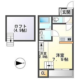 クリークコート2 1SDKの間取図画像