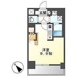 エステシア名駅 ワンルームの間取図画像