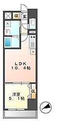 グランルクレ新栄ウエスト 1LDKの間取図画像