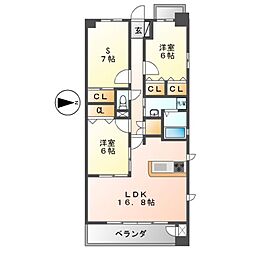 グラン・アベニュー名駅南 2SLDKの間取図画像