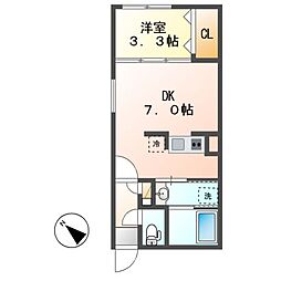 リーデンス今池 1DKの間取図画像