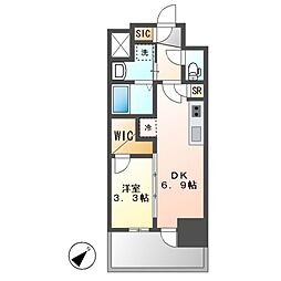 エステムコート名古屋新栄5ラポール 1DKの間取図画像