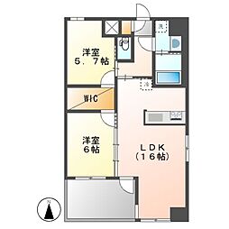グリュック平和 2LDKの間取図画像