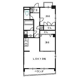 リーベン・イセヤマ 2LDKの間取図画像
