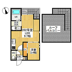 グランティック内田橋 1LDKの間取図画像