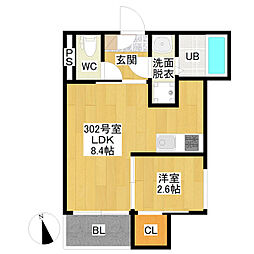 R-smart尾頭橋 1LDKの間取図画像