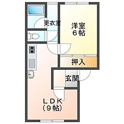 城内コーポ 1DKの間取図画像