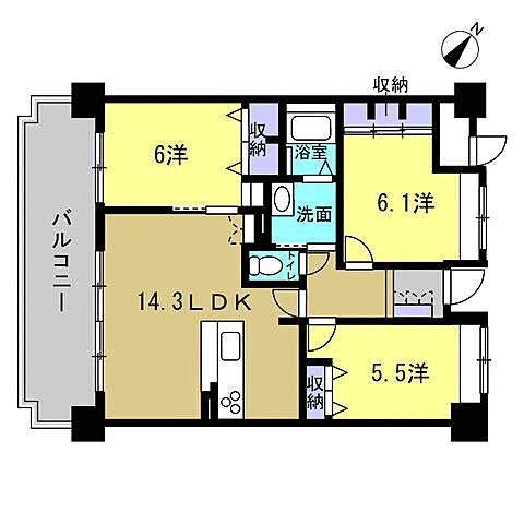 間取り 藤和ハイタウン吉浦 4階/-