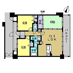 ランドコア呉本通 3LDKの間取図画像