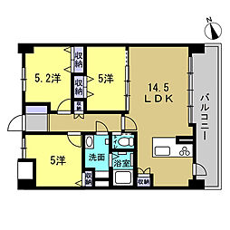 シャルム新駅前 3LDKの間取図画像
