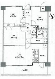 藤和ハイタウン庚午 3LDKの間取図画像