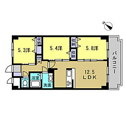 パルハイツ東雲 3LDKの間取図画像