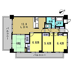 サンピア五日市 4LDKの間取図画像
