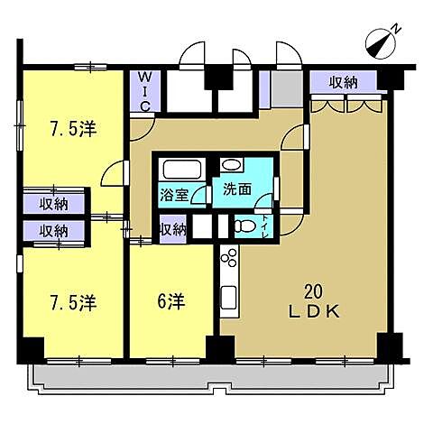 間取り オアシスマンションプレジデント山陽 6階/-