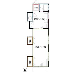 RiversidehouseA棟 1Kの間取図画像