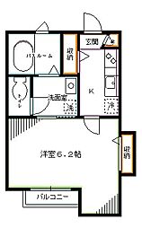 ブランetノアール 1Kの間取図画像