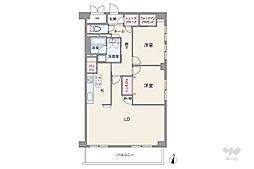 ライオンズマンション八事ガーデン弐番館 2LDKの間取図画像