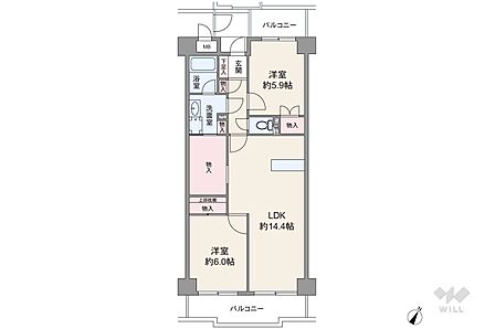 2LDK 間取り