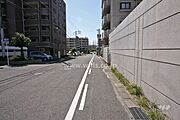 敷地西側の前面道路(北側から)