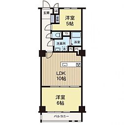 南林間リバゲイン 2LDKの間取図画像