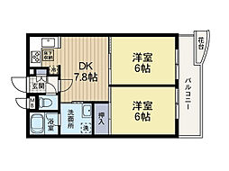 グローリア初穂大和 2DKの間取図画像