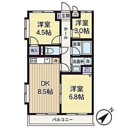 リバティーパレス相武台前 3LDKの間取図画像