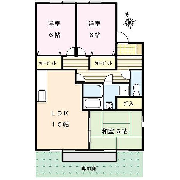 クレール津福I 108号｜福岡県久留米市津福本町(賃貸アパート3LDK・1階・65.00㎡)の写真 その2