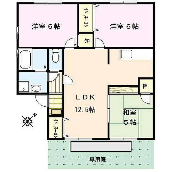 セジュール鳥飼 101号｜福岡県久留米市梅満町(賃貸アパート3LDK・1階・63.00㎡)の写真 その2