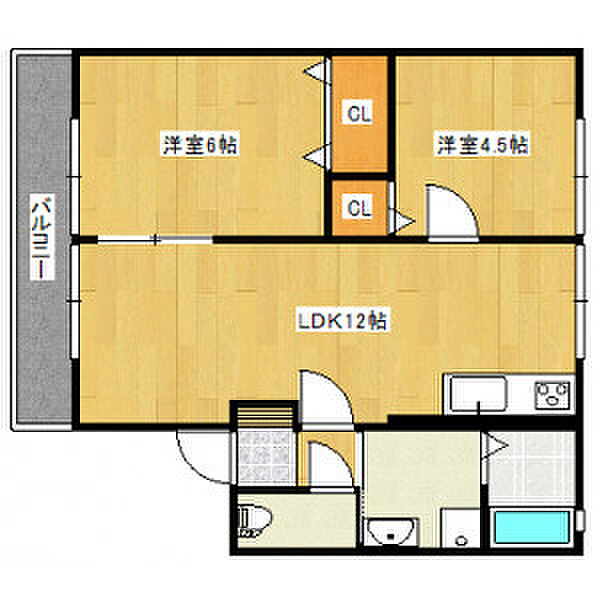 ハイム東山I 201号｜福岡県久留米市荒木町荒木(賃貸アパート2LDK・2階・49.85㎡)の写真 その2