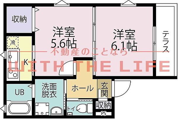 リテラス鳥栖デュオ ｜佐賀県鳥栖市本通町2丁目(賃貸アパート2K・2階・35.33㎡)の写真 その2