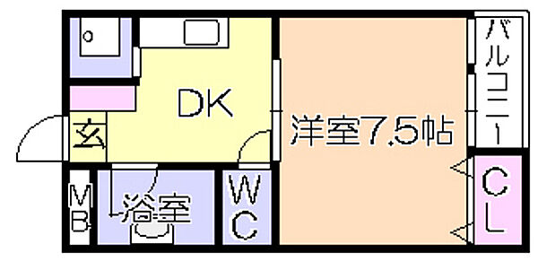 石村ビル 203号｜福岡県久留米市東櫛原町(賃貸マンション1DK・2階・30.96㎡)の写真 その2