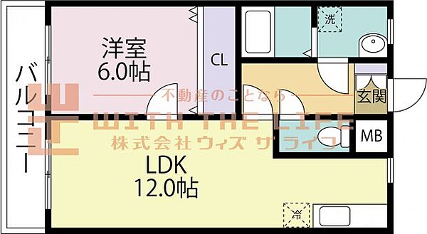 コーポラス青柳 305号｜福岡県久留米市東合川8丁目(賃貸マンション1LDK・3階・41.25㎡)の写真 その2