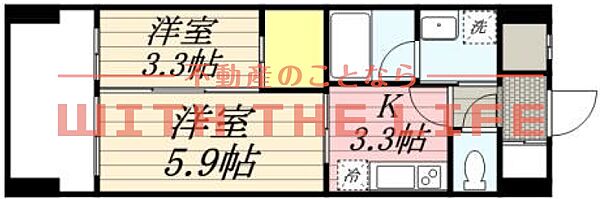 ルネッサンス21久留米六ツ門 409号｜福岡県久留米市六ツ門町(賃貸マンション2K・9階・32.12㎡)の写真 その2