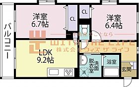 プロスペールSV（エスブイ） 301号 ｜ 福岡県久留米市新合川1丁目6-23（賃貸マンション2LDK・3階・54.15㎡） その2