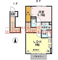 ベルネージュ 201号 ｜ 福岡県久留米市津福本町2012-1（賃貸アパート1LDK・2階・42.38㎡） その2