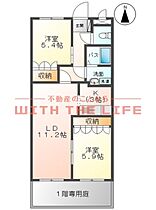 Sonnette II 202号 ｜ 福岡県久留米市北野町今山1097-1（賃貸アパート2LDK・2階・51.30㎡） その2