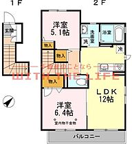 HEARTY S　ENT豆津（ハーティーズエントマメズ） 202号 ｜ 福岡県久留米市大石町536-1（賃貸アパート2LDK・2階・61.45㎡） その2