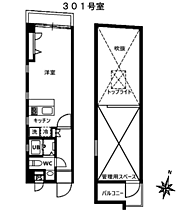 フレアドーム代々木 301号室 ｜ 東京都渋谷区初台１丁目22-8（賃貸マンション1R・3階・25.01㎡） その2