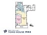 間取り：1LDK、専有面積43.44m2、バルコニー面積5.25m2