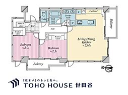 ザ・パークハウス西麻布霞町 2LDKの間取図画像