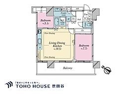 クロスエアタワー 2LDKの間取図画像