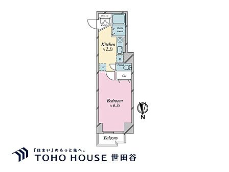 専有面積23.79?、バルコニー面積2.88?