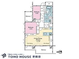 アトラス池尻レジデンス 2LDKの間取図画像