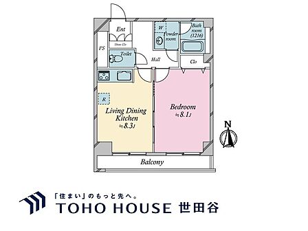 1LDK、専有面積37.89?