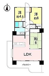 ネオハイツヴェルビュ郡山 3LDKの間取図画像