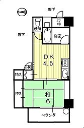コーポラス北野 1DKの間取図画像