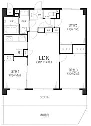 藤和ライブタウン横浜神大寺Aウイング 3LDKの間取図画像
