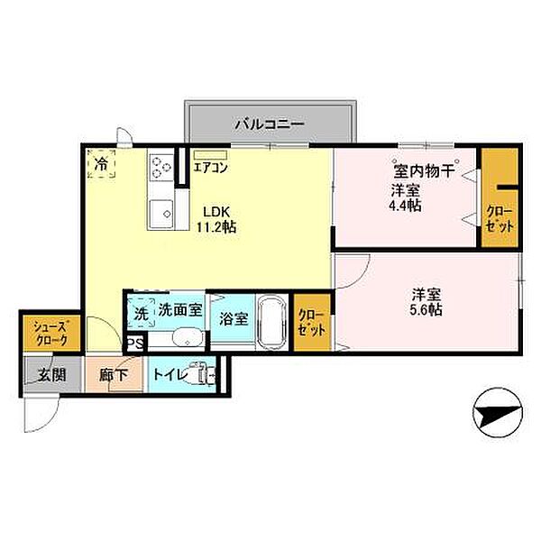 VILLETTA 203｜千葉県柏市大室1丁目(賃貸アパート2LDK・2階・49.32㎡)の写真 その2